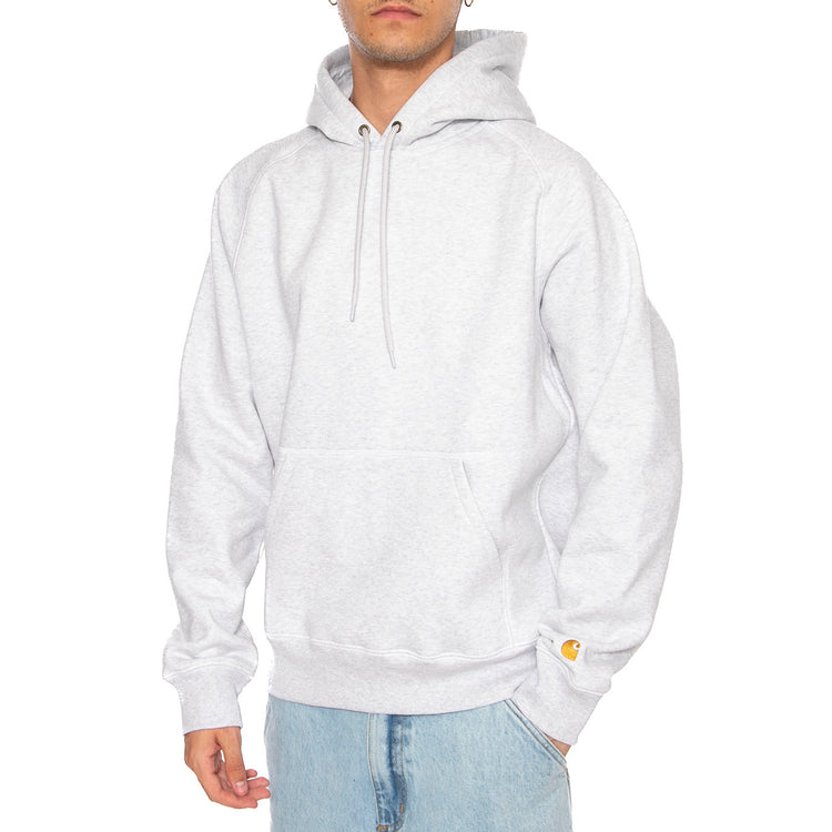 HOODED CHASE SWEAT ASH HEATHER / GOLD - Felpa con Cappuccio Uomo Grigia I033661 00JXX CARHARTT WIP 