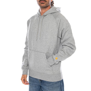 HOODED CHASE SWEAT GREY HEATHER / GOLD - Felpa con Cappuccio Uomo Grigia I033661 00MXX CARHARTT WIP 
