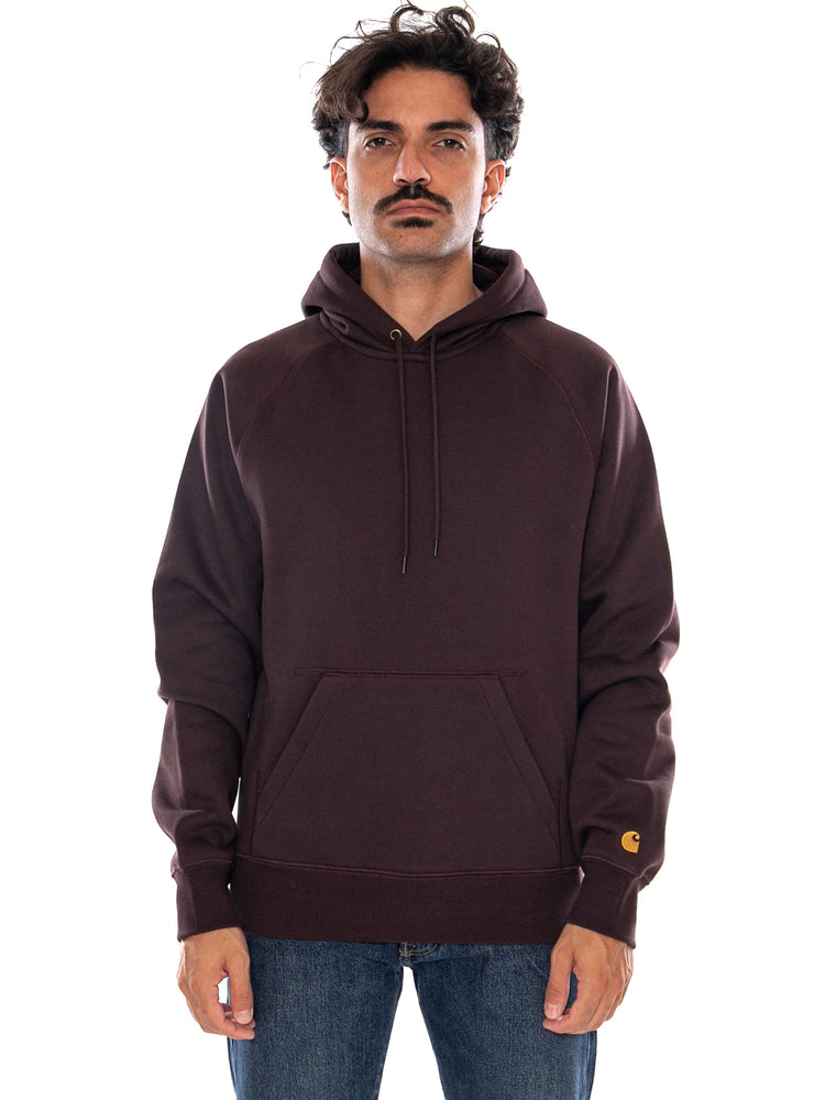CARHARTT WIP HOODED CHASE SWEAT PALISANDER / GOLD - Felpa con Cappuccio Uomo Marrone I033661 3XEXX CARHARTT WIP 