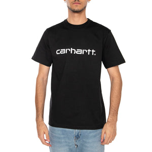S/S SCRIPT T-SHIRT BLACK / WHITE - Maglietta Girocollo Uomo Nera I035700 0D2XX CARHARTT WIP 