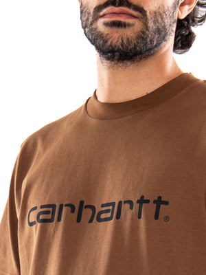 Carhartt WIP S/S Script T-Shirt Brown Black - Maglietta Uomo Girocollo Marrone I035700 3YYXX CARHARTT WIP 