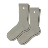MADISON PACK SOCKS SHADY GREEN / WHITE - Two Pairs of Green Socks Set CARHARTT WIP ACCESSORIES