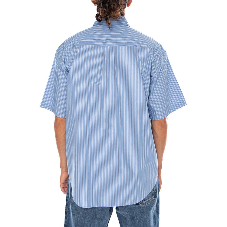 S/S KEENE SHIRT KEENE STRIPE CURAÇAO - Camicia Maniche Corte Uomo Azzurra a Righini I036806 3T5XX CARHARTT WIP 
