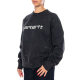 W' PAINTER SWEAT BLACK DESTROY WASH SPLATTER - Felpa Girocollo Donna Nera  Donna CARHARTT WIP