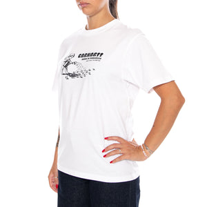 W' S/S BUMPER STICKER T-SHIRT WHITE - Maglietta Girocollo Donna Bianca I036908 02XX CARHARTT WIP 
