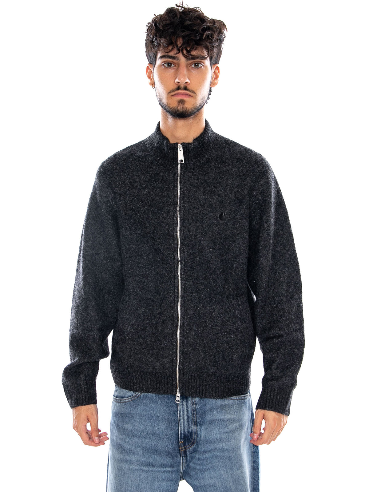 CURTIS SWEATER JACKET TANGLED BLACK - Giacca Uomo Nera I037033 3Z8XX CARHARTT WIP 