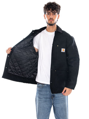 OG CHORE COAT BLACK / BLACK RIGID - Giacca Uomo Nera I037055 00E01 CARHARTT WIP 