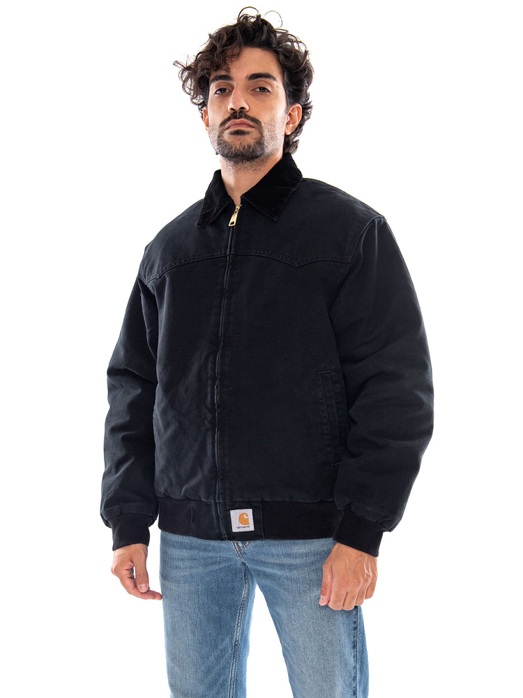 OG Santa Fe Jacket Black / Black Stone Canvas - Giacca Uomo Nera I037056 00E4O CARHARTT WIP 