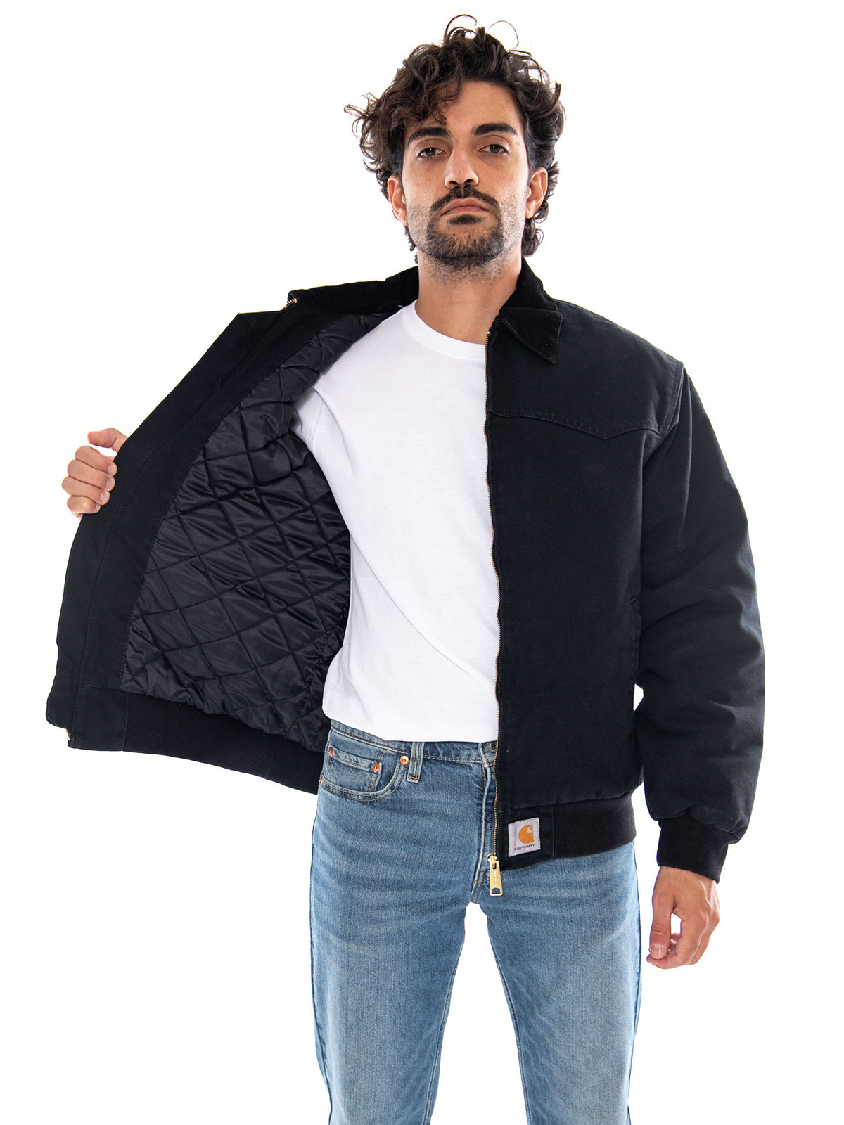 OG Santa Fe Jacket Black / Black Stone Canvas - Giacca Uomo Nera I037056 00E4O CARHARTT WIP 