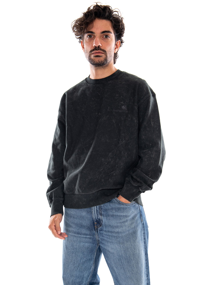 Lambert Sweat Raven moon wash - Felpa Girocollo Uomo Nera I037104 3T6FQ CARHARTT WIP 