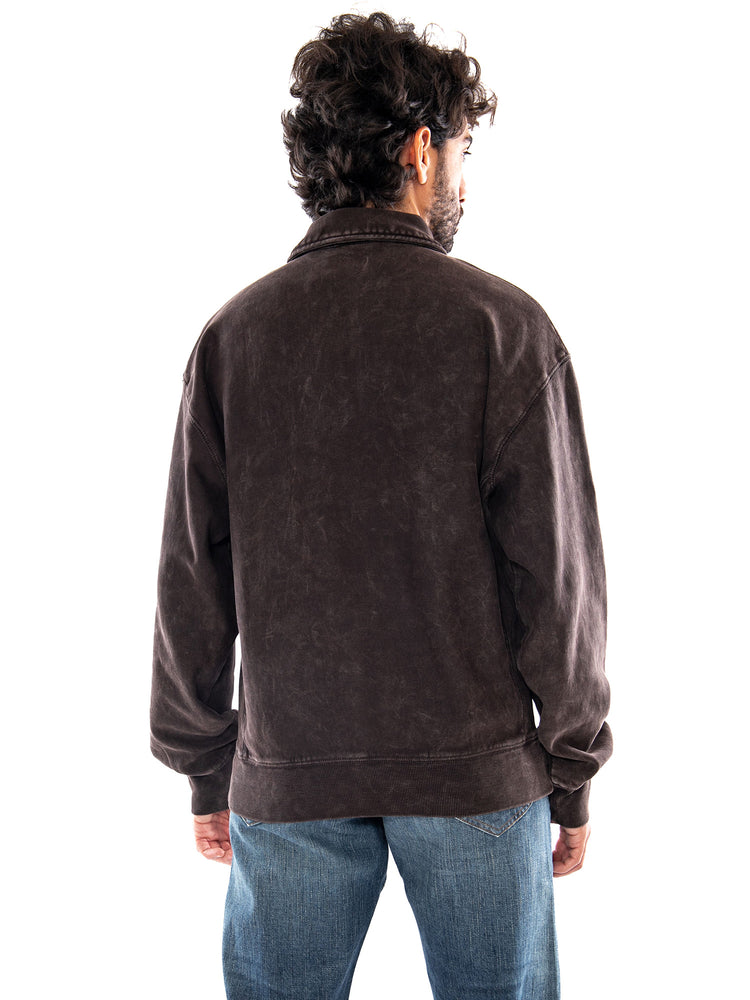 Carhartt WIP Lambert Polo Sweat Tobacco Moon Wash - Felpa Polo Uomo Marrone<BR/><BR/><BR/><BR/> I037105 47FQ CARHARTT WIP 