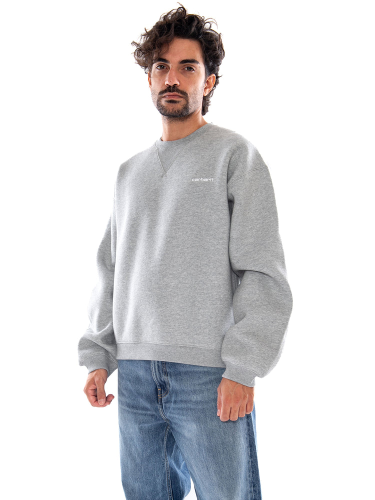 Ebbert Sweat Grey Heather / White - Felpa Girocollo Uomo Grigia I037113 00DXX CARHARTT WIP 