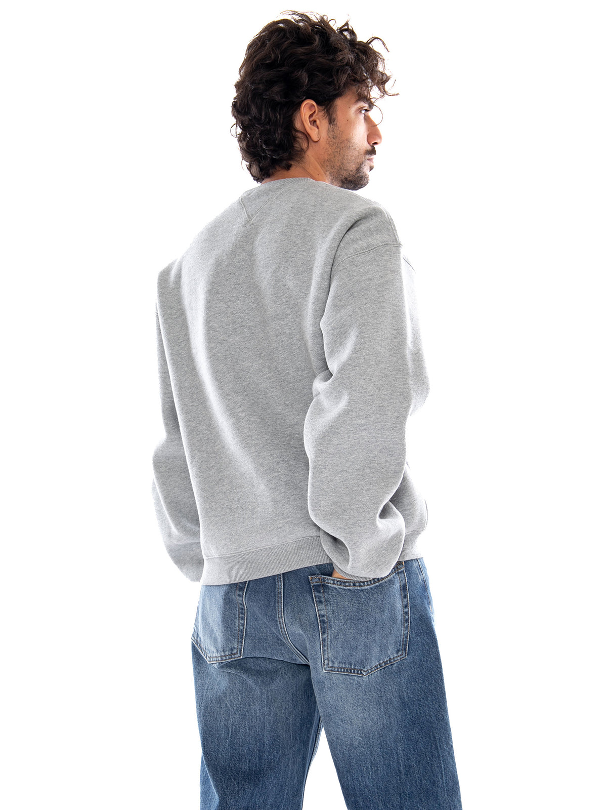 Ebbert Sweat Grey Heather / White - Felpa Girocollo Uomo Grigia I037113 00DXX CARHARTT WIP 