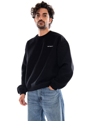 EBBERT SWEAT BLACK / WHITE - Felpa Girocollo Uomo Nera I037113 0D2XX CARHARTT WIP 