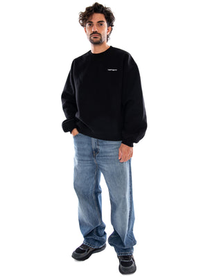 EBBERT SWEAT BLACK / WHITE - Felpa Girocollo Uomo Nera I037113 0D2XX CARHARTT WIP 