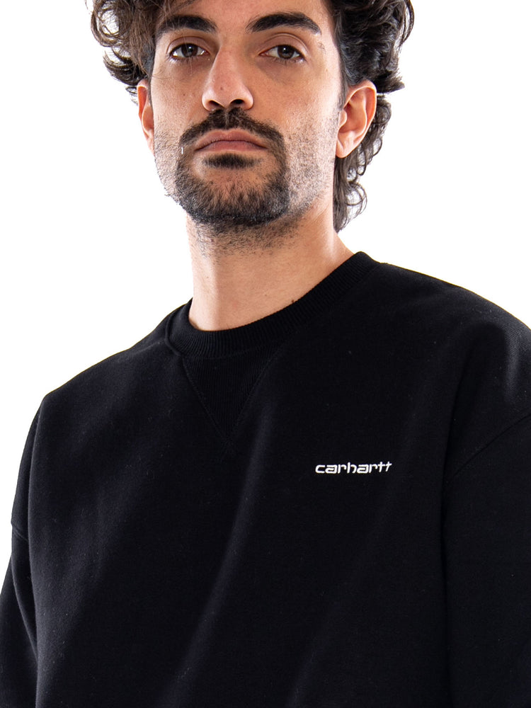 EBBERT SWEAT BLACK / WHITE - Felpa Girocollo Uomo Nera I037113 0D2XX CARHARTT WIP 