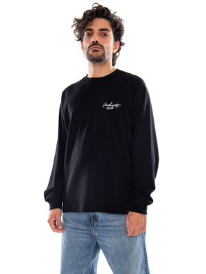 L/S SIGNATURE RIB T-SHIRT BLACK / WHITE - Maglietta Maniche Lunghe Uomo Nera I037121 0D2XX CARHARTT WIP 