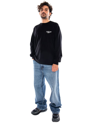 L/S SIGNATURE RIB T-SHIRT BLACK / WHITE - Maglietta Maniche Lunghe Uomo Nera I037121 0D2XX CARHARTT WIP 