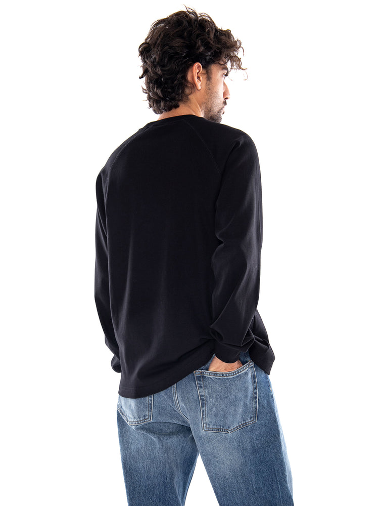 L/S SIGNATURE RIB T-SHIRT BLACK / WHITE - Maglietta Maniche Lunghe Uomo Nera I037121 0D2XX CARHARTT WIP 