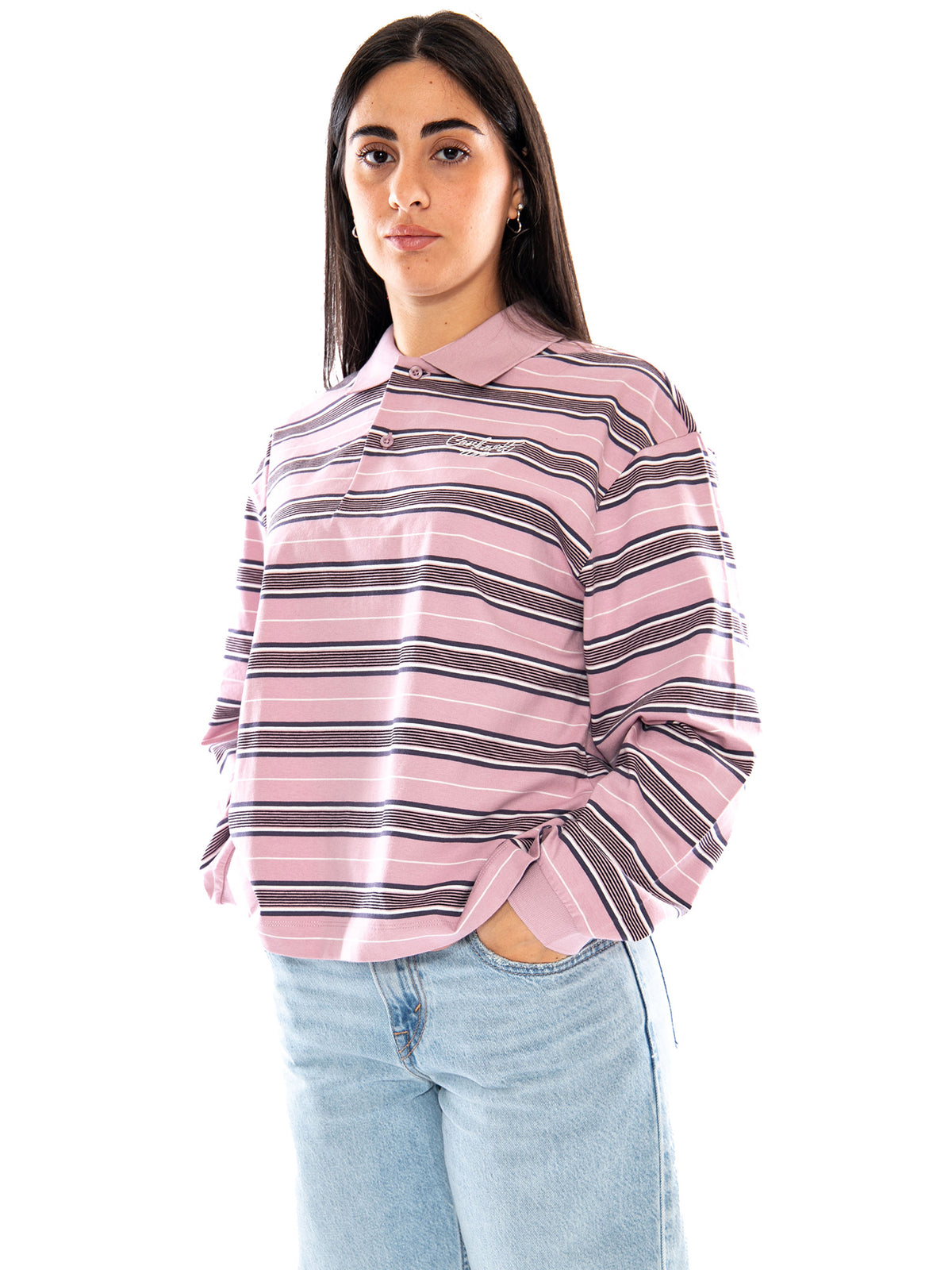 Carhartt WIP W' L/S Bronson Polo Hortensia - Polo Donna Muticolore I037172 3UGXX CARHARTT WIP 