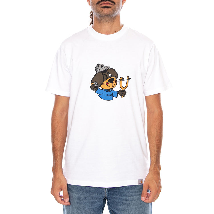 S/S SLINGSHOT T-SHIRT WHITE HEAVY - Maglietta Girocollo Uomo Bianca I037232 024G CARHARTT WIP 