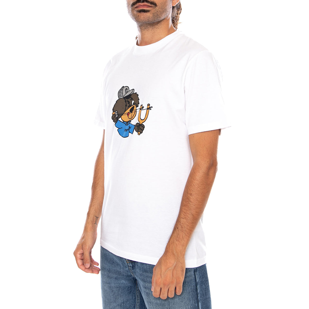 S/S SLINGSHOT T-SHIRT WHITE HEAVY - Maglietta Girocollo Uomo Bianca I037232 024G CARHARTT WIP 