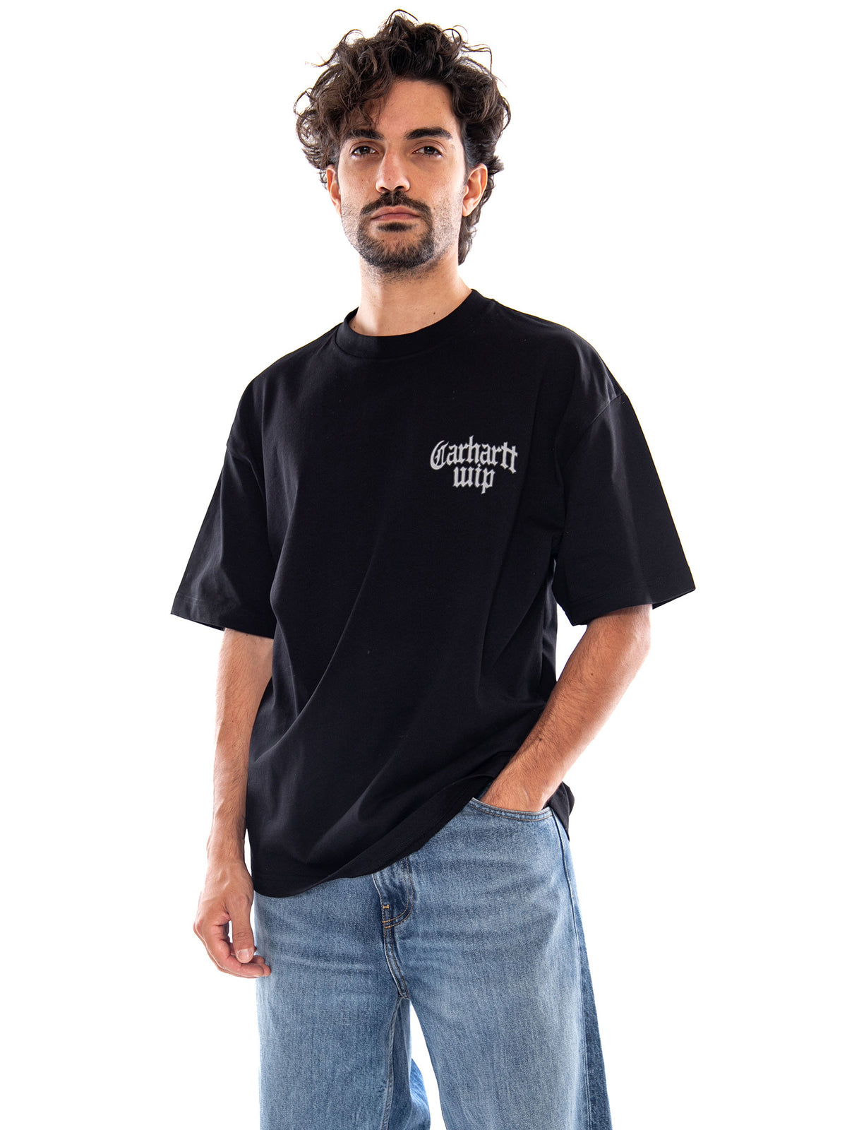 S/S BLACKLETTER T-SHIRT BLACK - Maglietta Girocollo Uomo Nera I037245 89XX CARHARTT WIP 