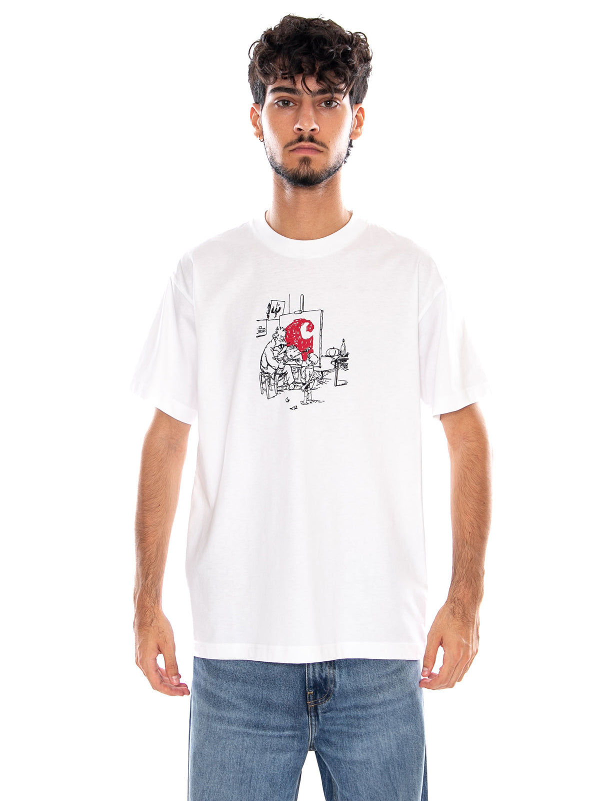 S/S OLD PAINTER T-SHIRT WHITE - Maglietta Girocollo Uomo Bianca I037248 02XX CARHARTT WIP 