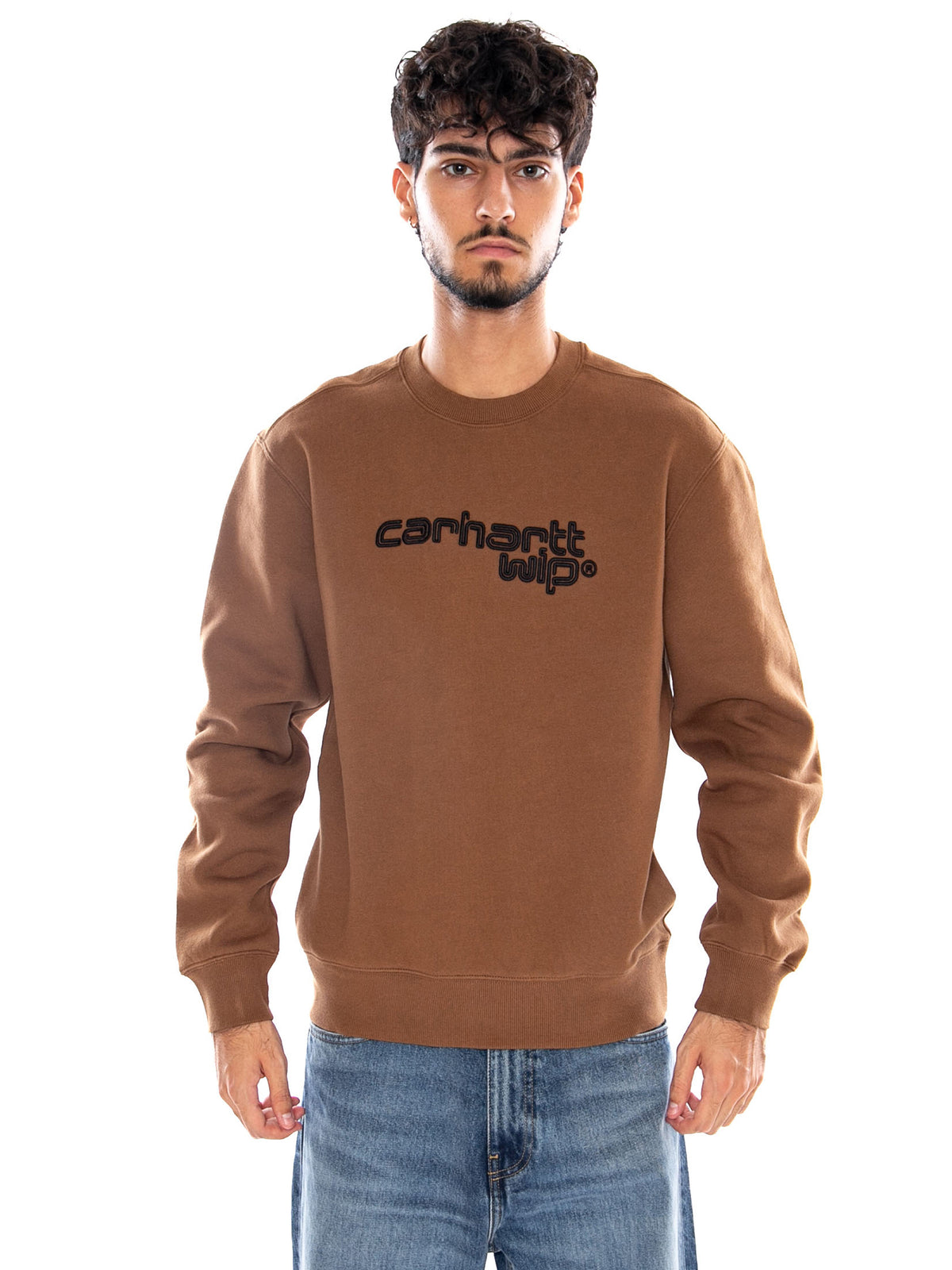 WIRELESS SWEAT WIP H BROWN / BLACK - Felpa Girocollo Uomo Marrone I037279 3YYXX CARHARTT WIP 