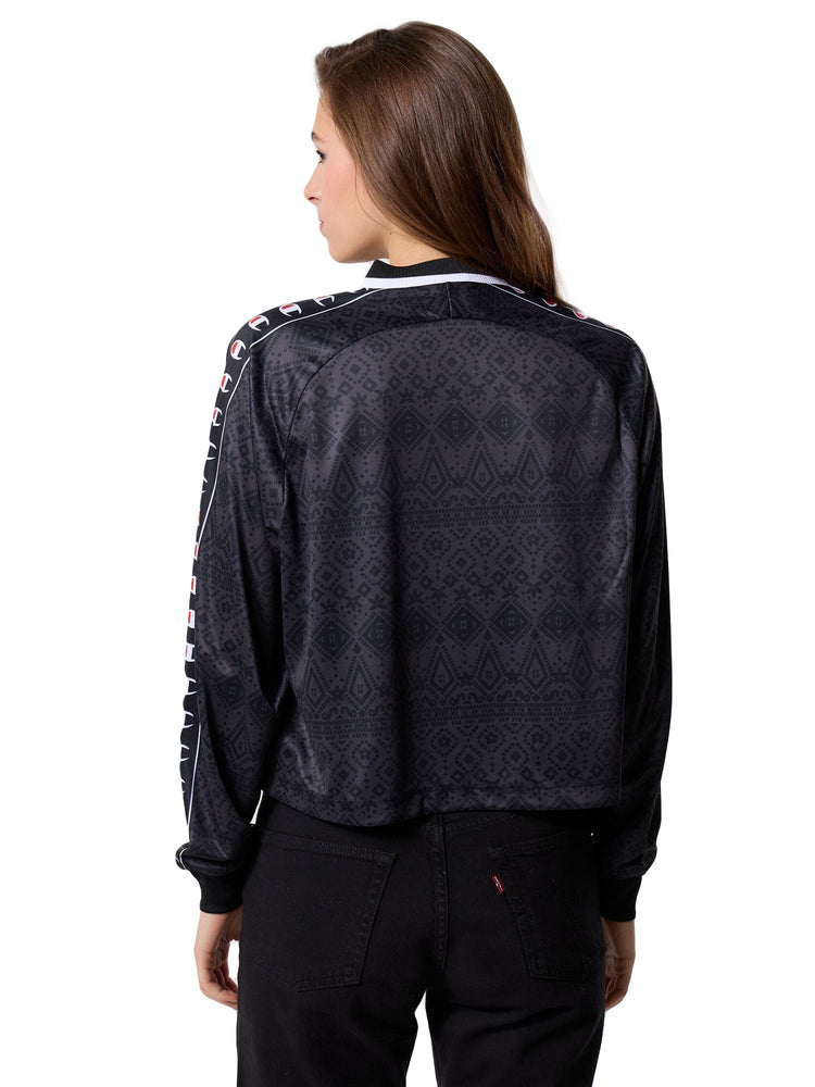 LONG SLEEVES V-NECK T-SHIRT BLACK - Maglietta Collo a V Maniche Lunghe Donna Nera 118444 KL001 CHAMPION 