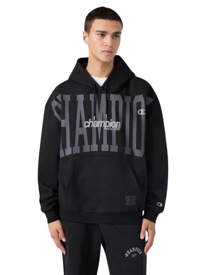 HOODED SWEATSHIRT BLACK - Felpa con Cappuccio Uomo Nera 221304 KK001 CHAMPION 