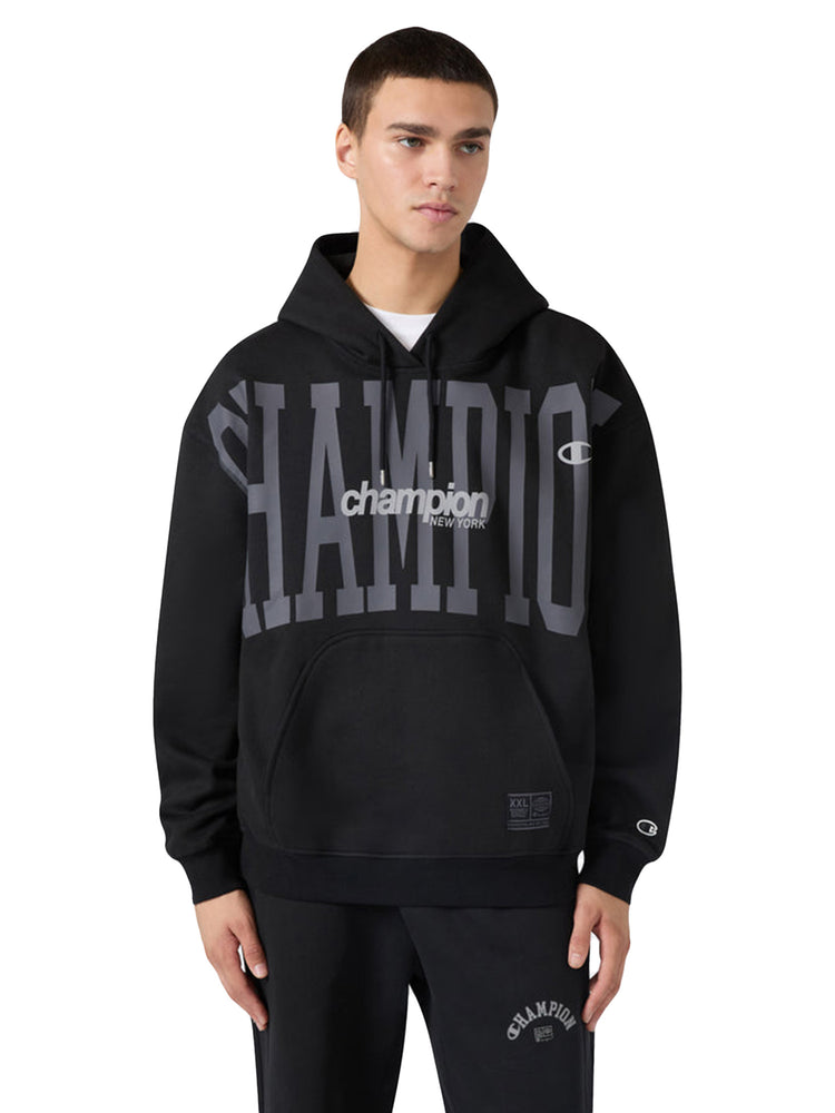 HOODED SWEATSHIRT BLACK - Felpa con Cappuccio Uomo Nera 221304 KK001 CHAMPION 