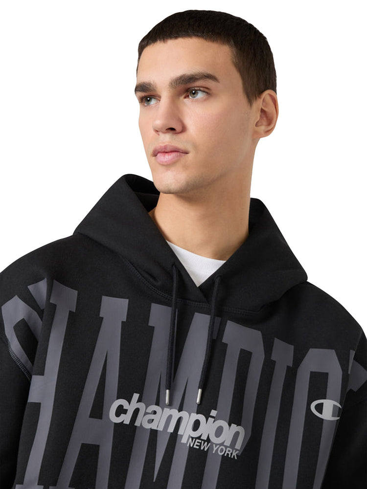 HOODED SWEATSHIRT BLACK - Felpa con Cappuccio Uomo Nera 221304 KK001 CHAMPION 