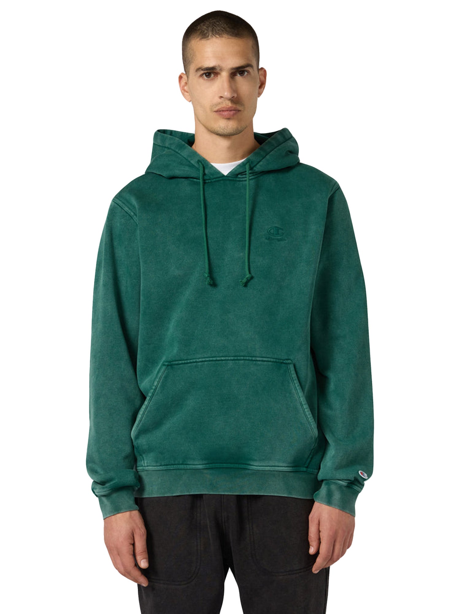 HOODED SWEATSHIRT FADED GREEN - Felpa con Cappuccio Uomo Verde 221571 GS584 CHAMPION 