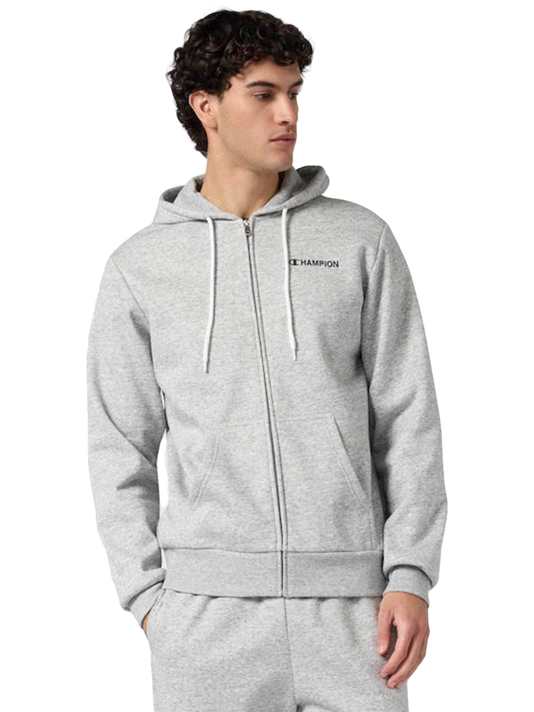 FULL ZIP HOODIE SWEATSHIRT OXFORD GREY - Felpa con Cappuccio e Zip Uomo Grigia 221648 EM021 CHAMPION 
