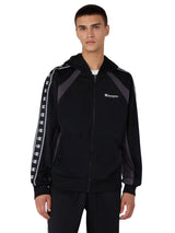 FULL ZIP HOODIE SWEATSHIRT BLACK - Sudadera con Capucha y Cierre de Cremallera Hombre Negro Hombre CHAMPION