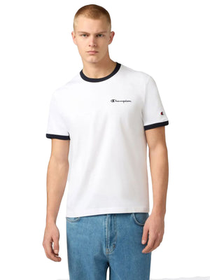 CHAMPION SS TEE WHITE - Maglietta Girocollo Uomo Bianca 222168 WW001 CHAMPION 