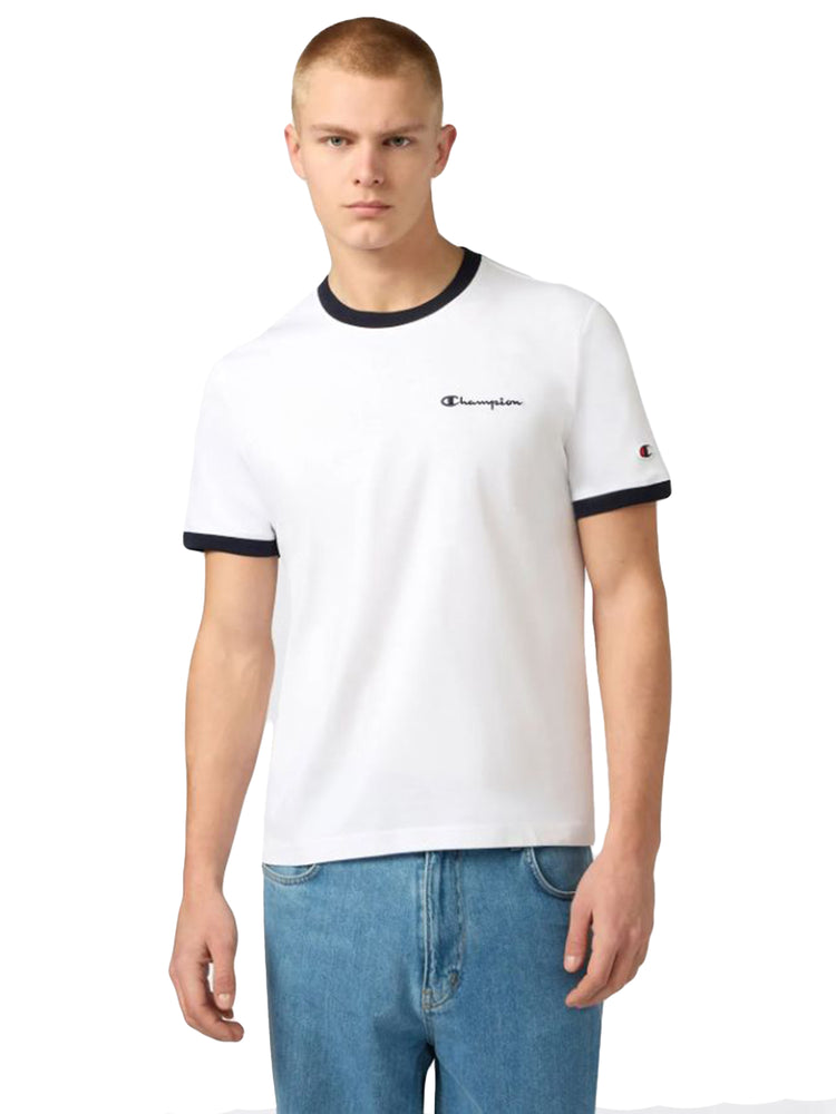 CHAMPION SS TEE WHITE - Maglietta Girocollo Uomo Bianca 222168 WW001 CHAMPION 