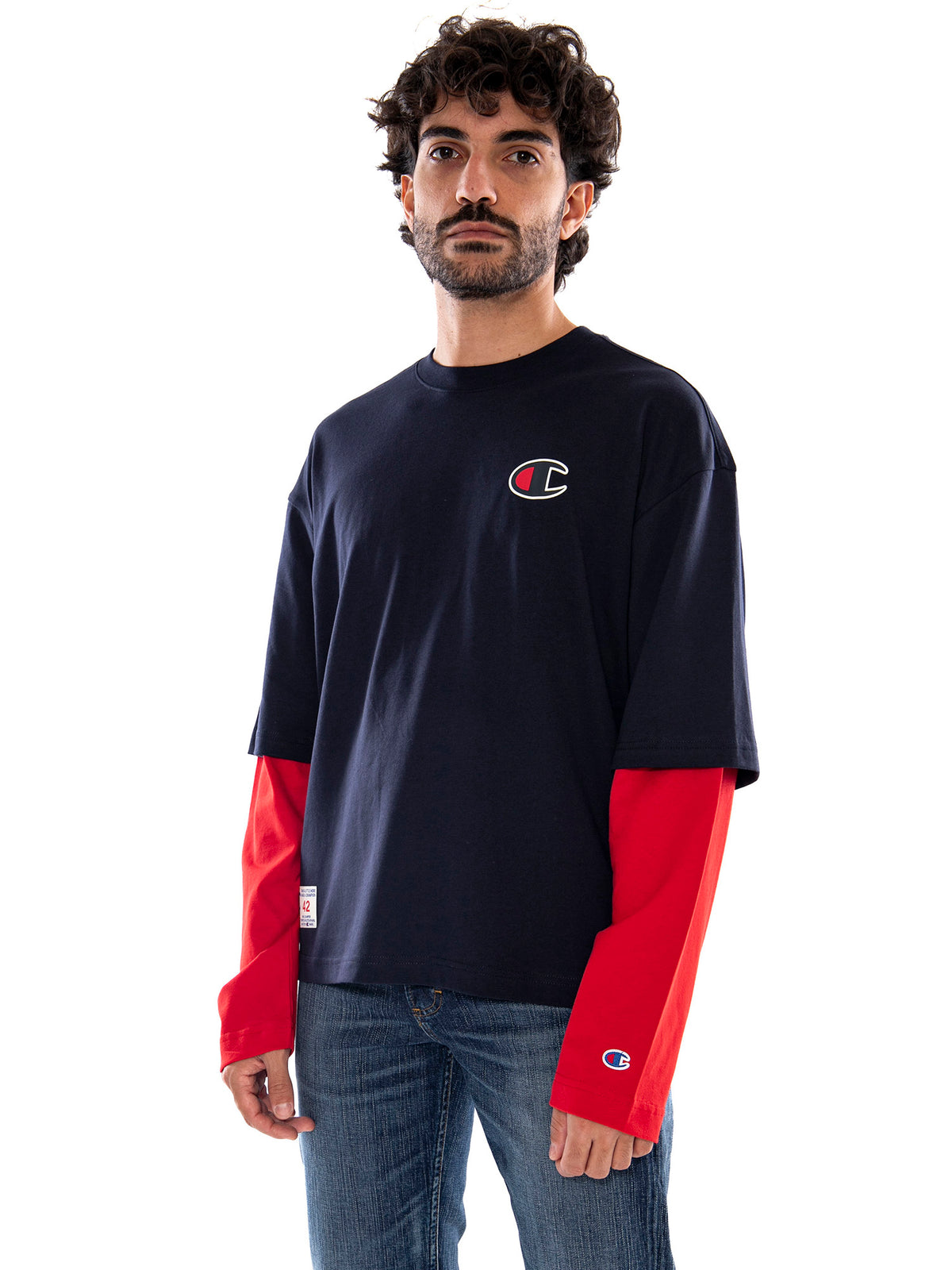 Champion Long Sleeve Crewneck T-Shirt NNY ISA - Maglia Uomo Blu Navy a Maniche Lunghe 223490 BS501 CHAMPION 