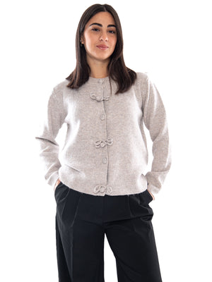 Compañía Fantástica Cárdigan Camel con Botones Lazados - Cardigan Donna Beige Cammello 64C/10292 BIG COMPANIA FANTASTICA 