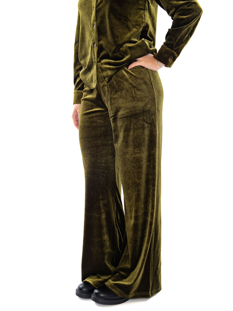 Compania Fantastica Pantalón de Terciopelo Verde Oliva Green - Pantaloni Donna in Velluto Verde Oliva 64C/11111 GRN COMPANIA FANTASTICA 