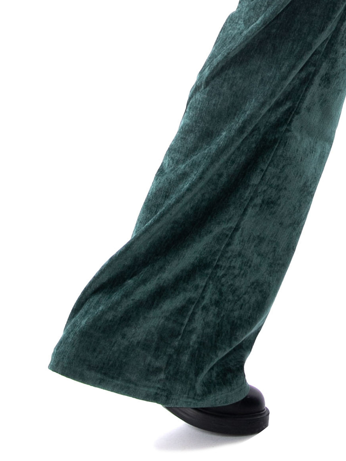 Compania Fantastica Pantalón Aterciopelado Verde Oscuro con Botón Joya Green - Pantaloni Donna Verde Scuro in Velluto 64C/11136 GRN COMPANIA FANTASTICA 