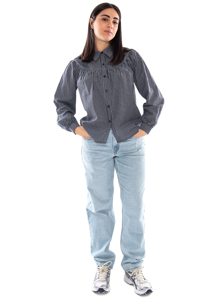 Compañía Fantástica Camisa 100% Algodón con Estampado de Cuadros Navy Blue - Camicia Donna a Quadri Blu Navy 64C/11177 NVB COMPANIA FANTASTICA 