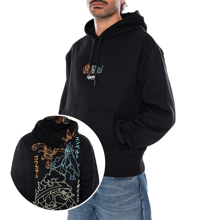 STARTERS EVOLUTION HOODIE POKÉMON - Felpa con Cappuccio Uomo Nera Collaborazione Pokémon SW1344 GQ DOLLY NOIRE 