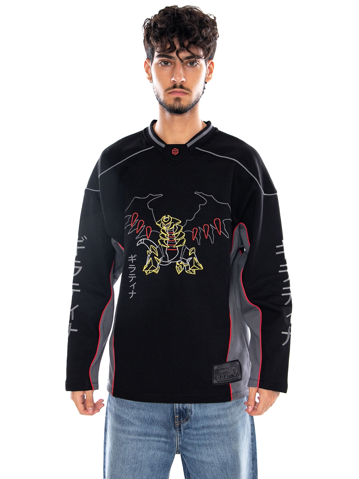 GIRATINA CREWNECK ACID BLACK POKEMON - Felpa Girocollo Uomo Nera SW1359 S2 DOLLY NOIRE 