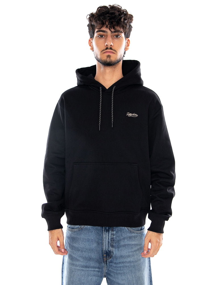 SETTE DI DENARI - NAPOLETANE HOODIE BLACK - Felpa con Cappuccio Uomo Nera SW1362 GQ DOLLY NOIRE 