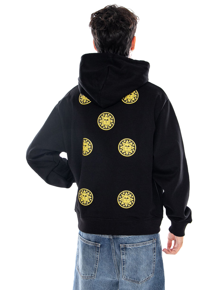 SETTE DI DENARI - NAPOLETANE HOODIE BLACK - Felpa con Cappuccio Uomo Nera SW1362 GQ DOLLY NOIRE 