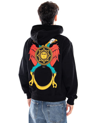 ASSO DI DENARI HOODIE BLACK - Felpa con Cappuccio Uomo Nera SW916 GQ DOLLY NOIRE 
