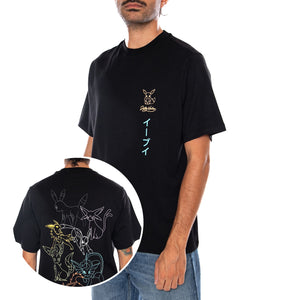 EEVEE EVOLUTION TEE POKÉMON BLACK - Maglietta Girocollo Uomo Nera Collaborazione Pokémon TS1345 T4 DOLLY NOIRE 
