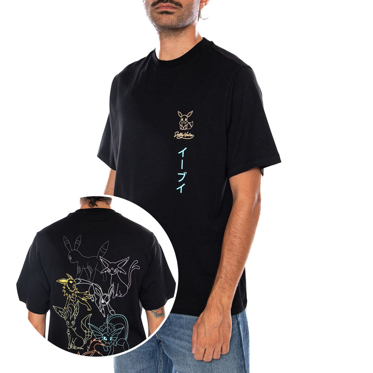 EEVEE EVOLUTION TEE POKÉMON BLACK - Maglietta Girocollo Uomo Nera Collaborazione Pokémon TS1345 T4 DOLLY NOIRE 